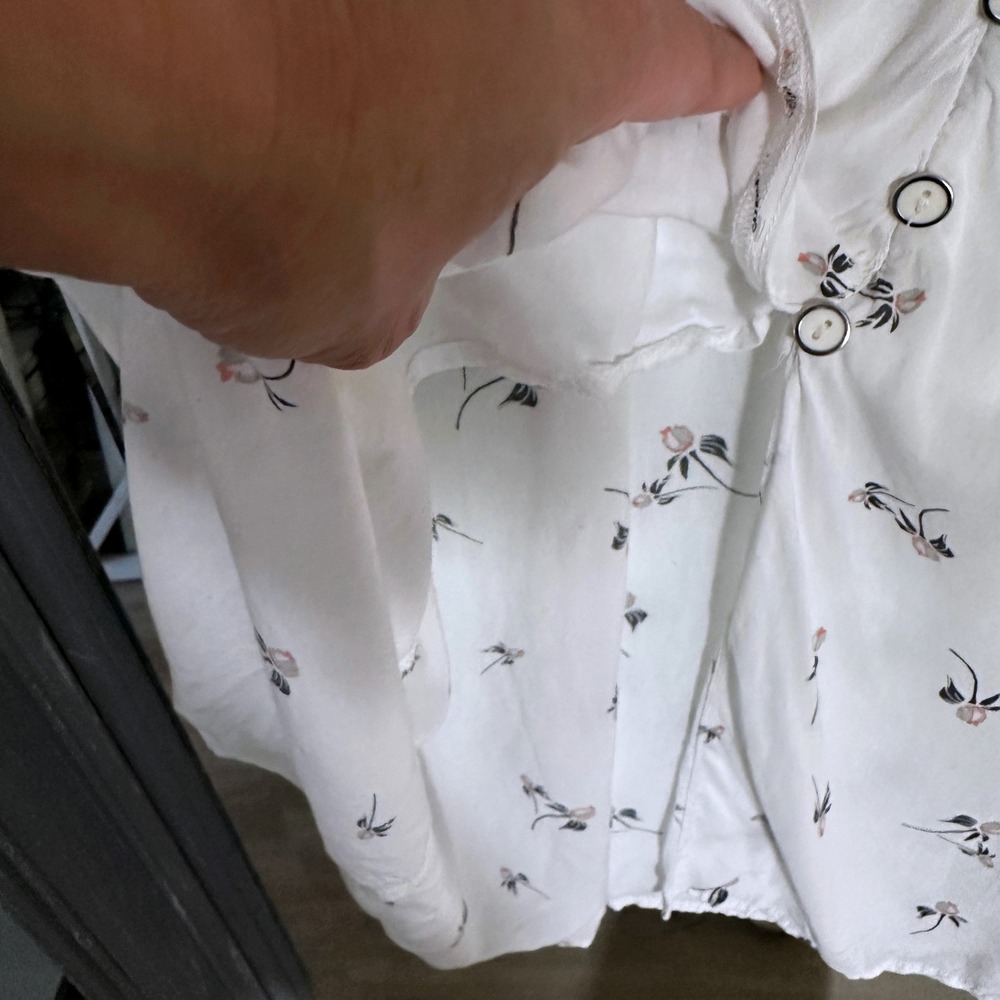 Urban Outfitters Melanie Floral Button Down Midi Dress Short Sleeve Tie Cuff M - Picture 9 of 14